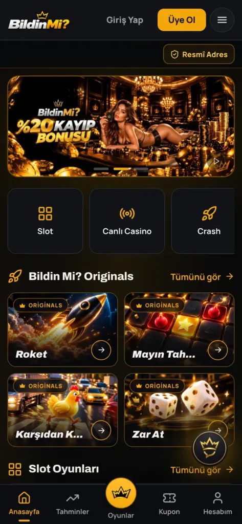 Resmî Adresler sayfasının telefondaki görünümü